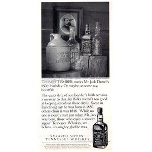 1996 Jack Daniels 150th Birthday Vintage Print Ad Antique Bottles 90s Wall Art